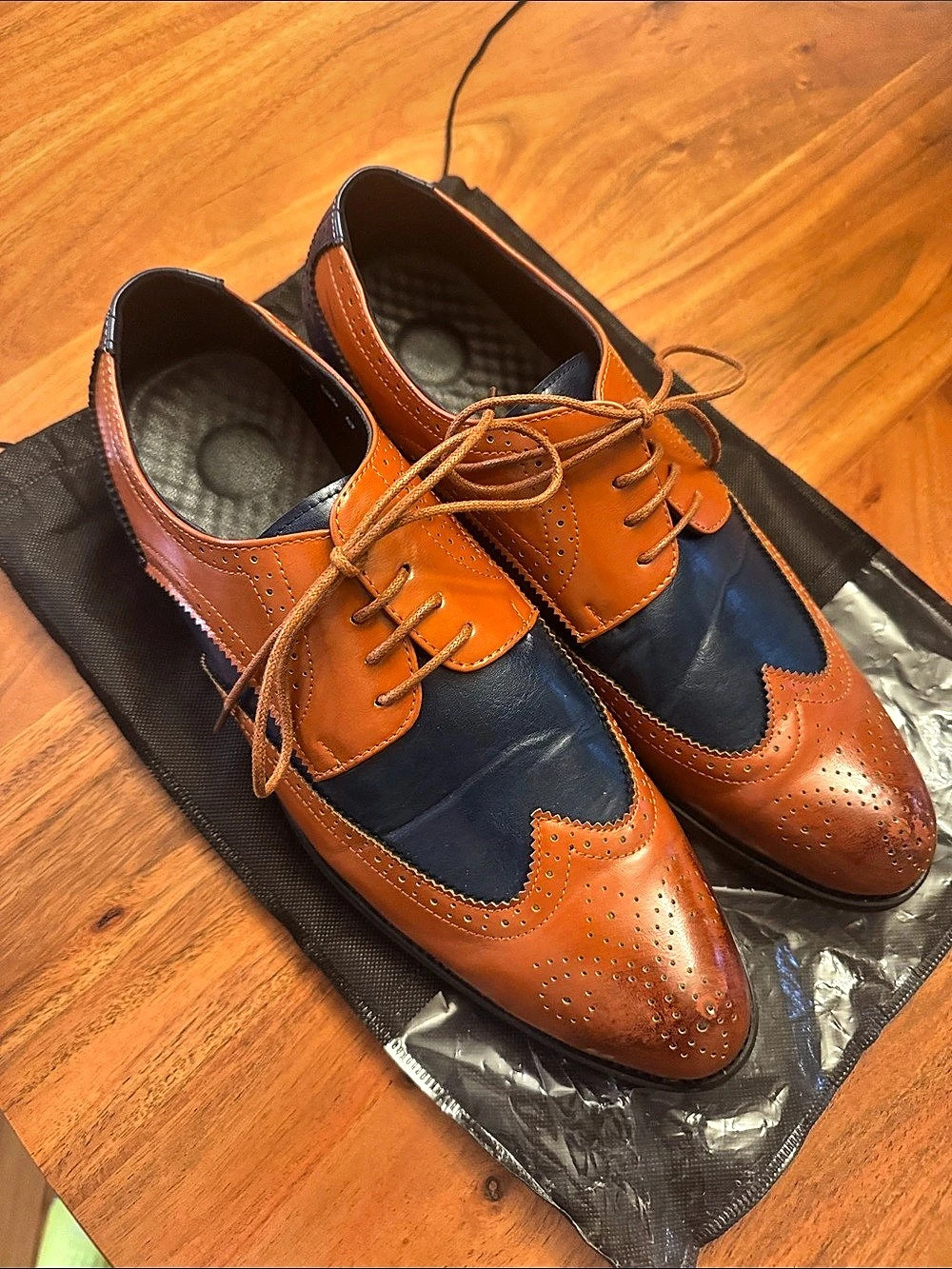 HuitJours Mens Oxford Dress Shoes Brown & Blue US 12, EU 47